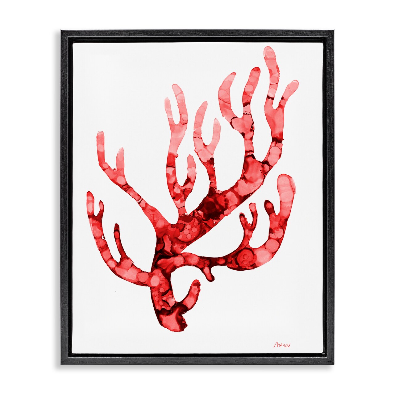 Stupell Industries Modern Curved Coral Floater Framed Canvas Wall Art Design by Patti Mann